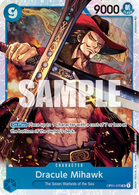 Dracule Mihawk from One Piece Trading Card Game Romane Dawn (OP-01)