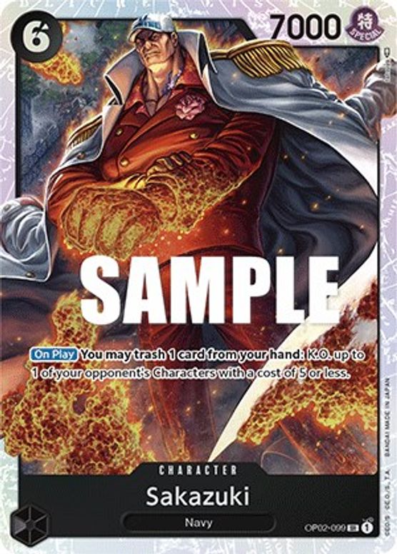 Sakazuki from One Piece Trading Card Game Paramount War OP02