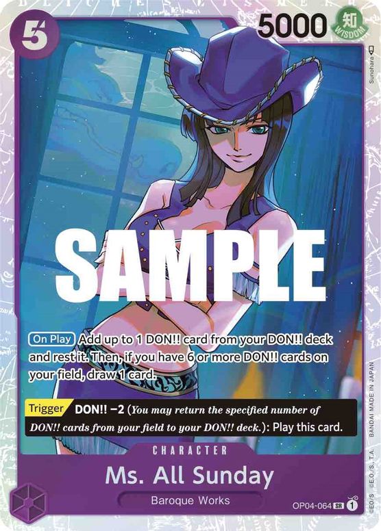 Ms. All Sunday from One Piece Trading Card Game Kingdom of Intrigue OP04